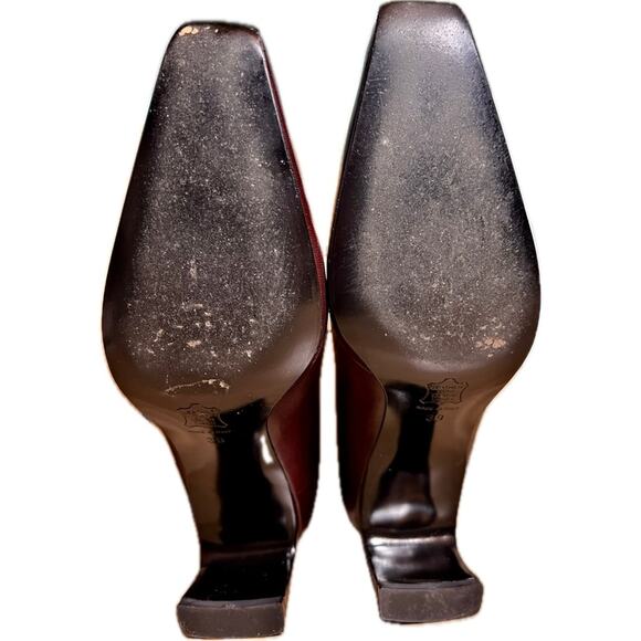 Vintage YSL Rive Gauche Burgundy Leather Oxford Heels Size EU/IT 39 / US 8.5 - Picture 6 of 7